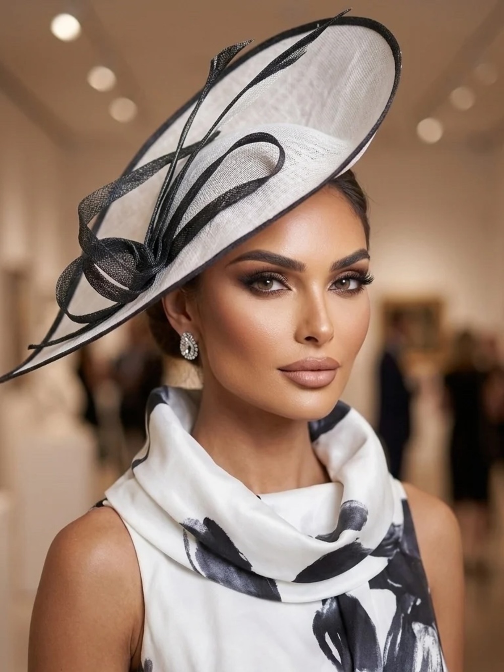 Brand New in Packaging White and Black Fascinator